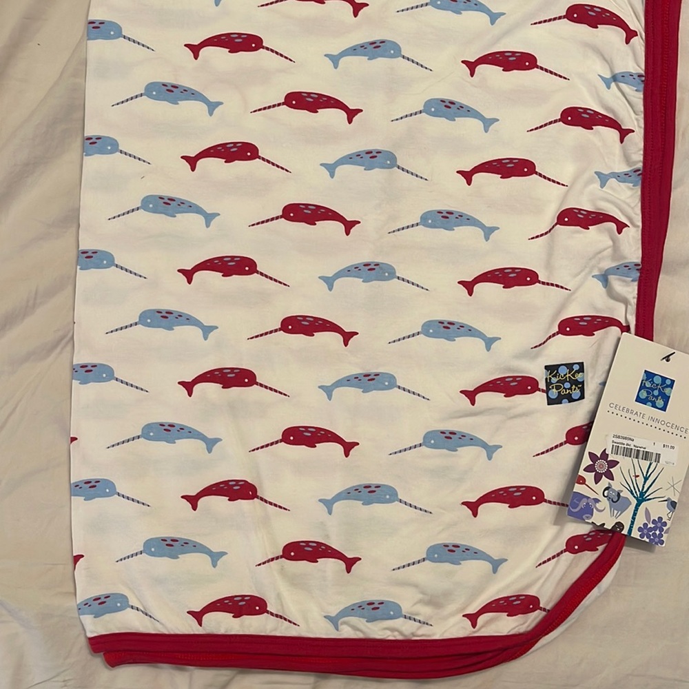 Kickee Pants Swaddling Blanket in Natural Narwhal